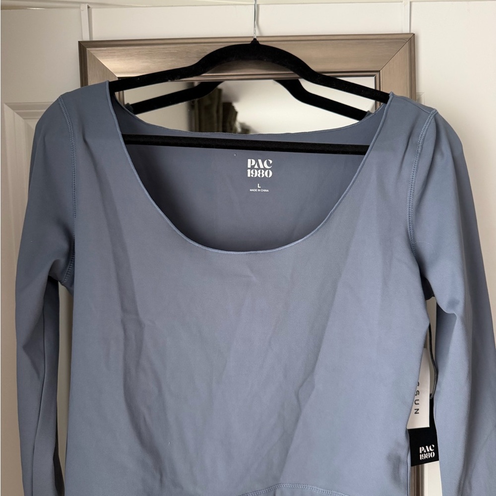 Pacsun Women's Scoop Neck Long Sleeve Top in Dusty Blue